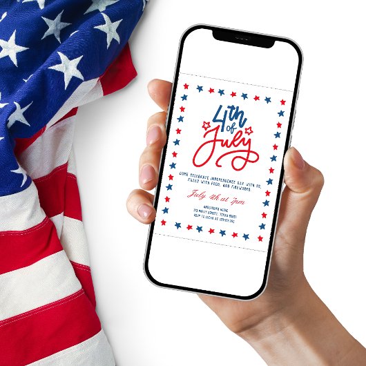 Moderne rode, witte en blauwe 4 juli dinerfeest kaart