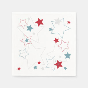 Moderne rode witte en blauwe patriottische sterren servet