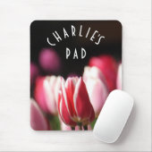 Moderne rode, witte en roze Tulpen Muismat (Met muis)