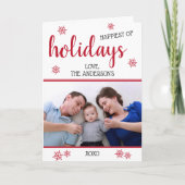 Moderne Rode & Witte Familie FotoKerstmis Feestdagen Kaart (Voorkant)