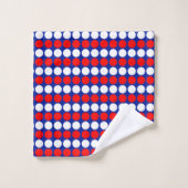 Moderne rode witte gestippelde strepen op blauw bad handdoek (Wasdoekje)