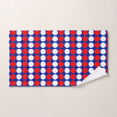 Moderne rode witte gestippelde strepen op blauw bad handdoek (Handdoek)