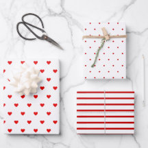 Moderne Rode & Witte Harten Strepen Stippen Valent