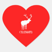 Moderne rode witte kerst vakantie herten hart sticker (Voorkant)