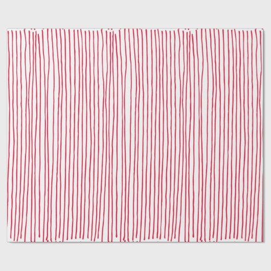 Moderne rode witte lijnen cadeaupapier (Vlak)