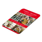 Moderne Rode & Witte Save the Date Huwelijk 3 Foto Magneet (Linkerzijde)
