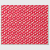 Moderne rode witte sterren sneeuwvlokken kerst cadeaupapier (Vlak)