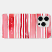 Moderne rode witte strepen Gepersonaliseerde naam Case-Mate iPhone Case (Achterkant (horizontaal))