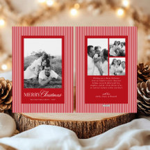 Moderne Rode Witte Strepen Kerst Familie 4 Foto's