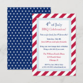 Moderne Rode Witte Stripes op 4 juli BBQ Party Kaart (Voorkant / Achterkant)