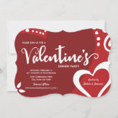 Moderne rode witte Valentijn Binnenpartijuitnodigi Kaart (Voorkant)