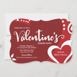Moderne rode witte Valentijn Binnenpartijuitnodigi Kaart