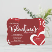 Moderne rode witte Valentijn Binnenpartijuitnodigi Kaart (Staand voorkant)