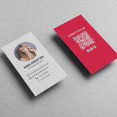 Moderne rode zakelijke foto QR-code Visitekaartje
