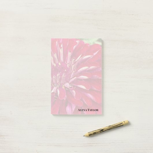 Moderne Rode Zinnias Post-it® Notes (Op bureau)