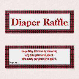 Moderne rode, zwarte en witte luier Raffle Mini Visitekaartjes