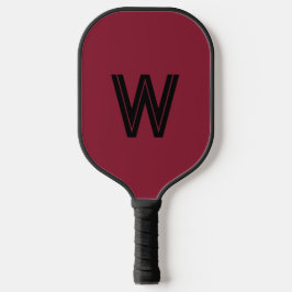 Moderne rode & zwarte monogram initiaal pickleball paddle