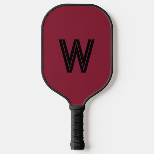 Moderne rode & zwarte monogram initiaal pickleball paddle (Voorkant)