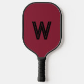 Moderne rode & zwarte monogram initiaal pickleball paddle (Achterkant)