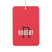 Moderne rode zwarte monogram luchtverfrisser (Voorkant)