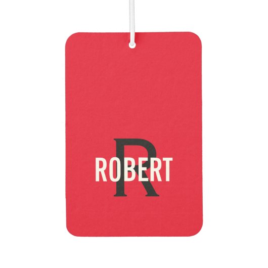 Moderne rode zwarte monogram luchtverfrisser (Voorkant)
