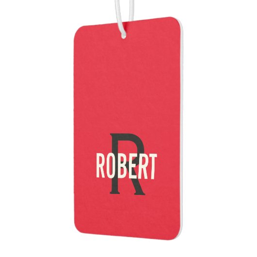 Moderne rode zwarte monogram luchtverfrisser (Links)