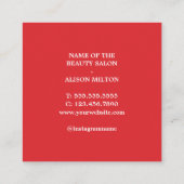 Moderne Rode Zwarte Schaar Haarstylist Vierkante Visitekaartje (Achterkant)