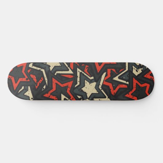 Moderne rode zwarte sterren - Cool Grunge Pattern Persoonlijk Skateboard (Horizontaal)