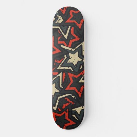 Moderne rode zwarte sterren - Cool Grunge Pattern Persoonlijk Skateboard (Voorkant)