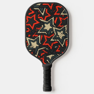 Moderne rode zwarte sterren - Cool Grunge Pattern Pickleball Paddle