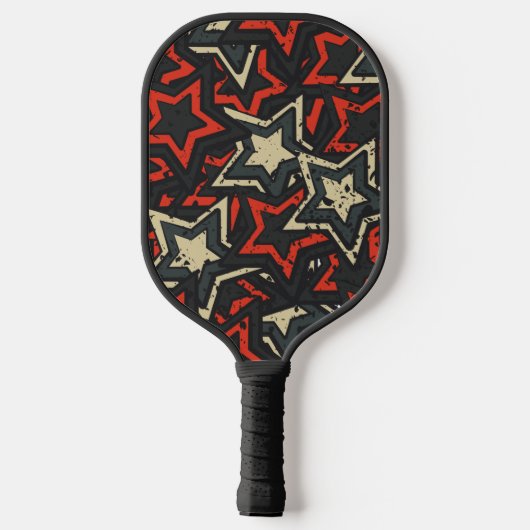 Moderne rode zwarte sterren - Cool Grunge Pattern Pickleball Paddle (Achterkant)