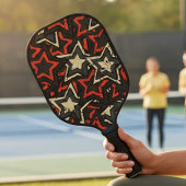 Moderne rode zwarte sterren - Cool Grunge Pattern Pickleball Paddle