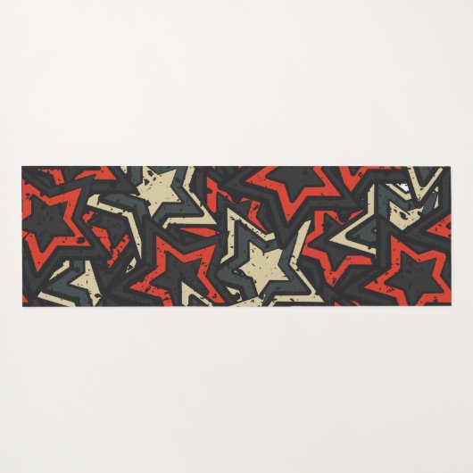 Moderne rode zwarte sterren - Cool Grunge Pattern Yogamat (Achterkant (horizontaal))