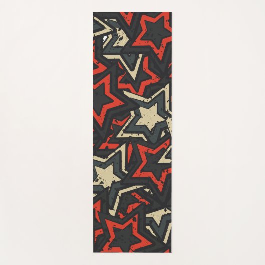 Moderne rode zwarte sterren - Cool Grunge Pattern Yogamat (Voorkant)