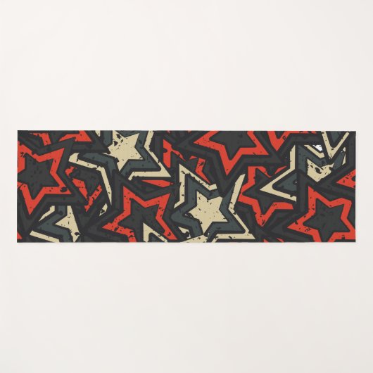 Moderne rode zwarte sterren - Cool Grunge Pattern Yogamat (Voorkant (horizontaal))