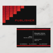 Moderne rode, zwarte verticale strepen uitgever visitekaartje (Voorkant / Achterkant)