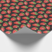 Moderne rode & zwarte Waterverf aardbei Cadeaupapier (Hoek)