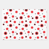 Moderne rode, zwarte, witte cirkels en strepen inpakpapier vel (Voorkant 2)