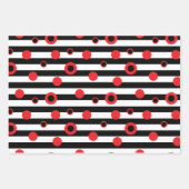 Moderne rode, zwarte, witte cirkels en strepen inpakpapier vel (Voorkant)