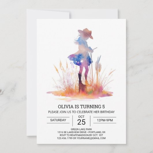 Moderne Rodeo Cowgirl Verjaardag Kaart (Voorkant)