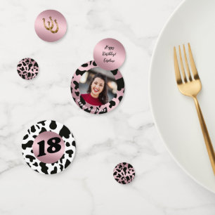 Moderne Rodeo Verjaardag Rose Goud Koeienprint Fot Confetti