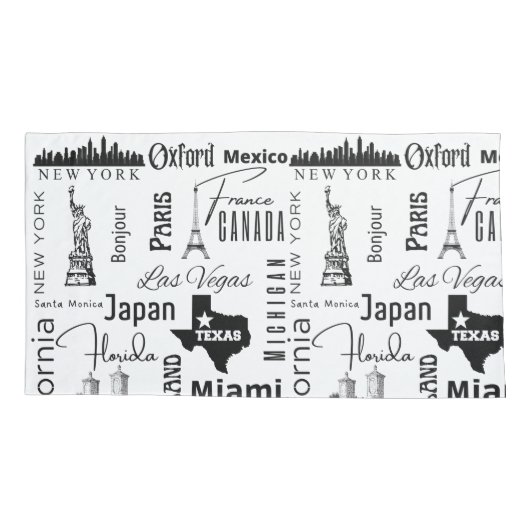 Moderne roemrijke steden, zwart-wit schattig kussensloop (Achterkant)