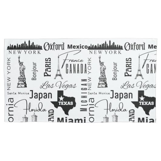 Moderne roemrijke steden, zwart-wit schattig kussensloop (Voorkant)