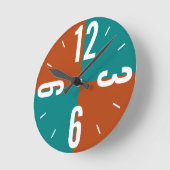 Moderne roest en blauwgroen kleurenblokken grote a ronde klok (Hoek)