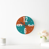 Moderne roest en blauwgroen kleurenblokken grote a ronde klok (Huis)