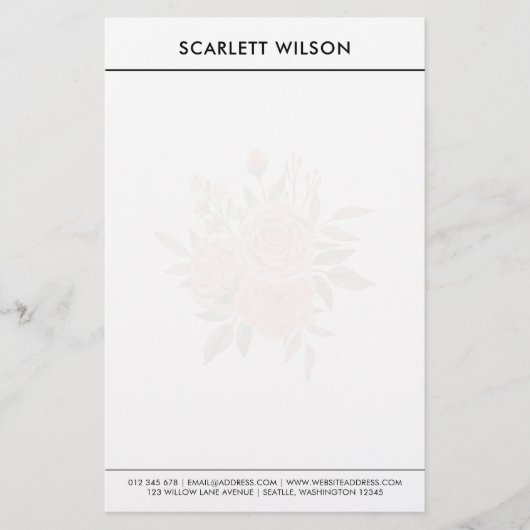 Moderne Roest & Smaragd Bloemen Persoonlijk  Briefpapier (Voorkant)