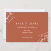 Moderne Roest Tropische Foto Bruiloft Save The Date (Voorkant)