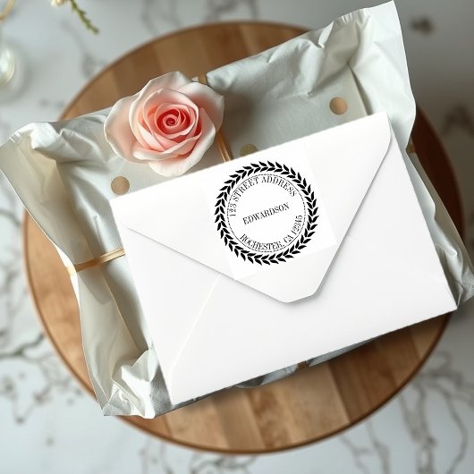 Moderne roestblad ronde familienaam  zelfinktende stempel