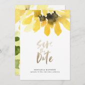 Moderne roestbloem, goudscript save the date (Voorkant / Achterkant)