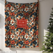 Moderne roestige bloemdeken met aangepaste naam fleece deken